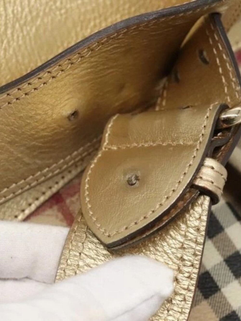 BURBERRY Nova Check Tote Bag PVC Beige Gold Auth 116135 - Picture 8 of 16